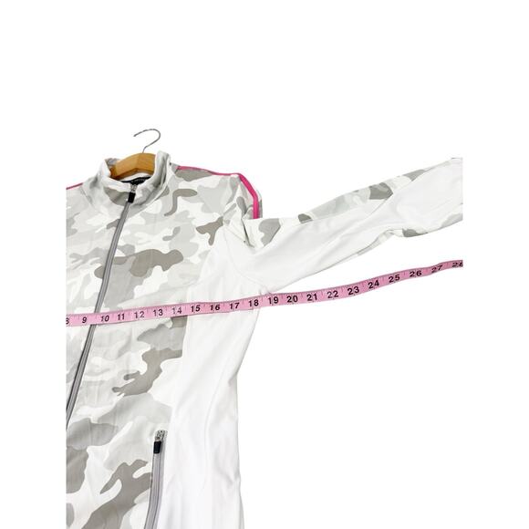 Boston Proper White Gray Camo Pink Stripe Activewear Workout Zip Front Jacket M - Picture 5 of 6